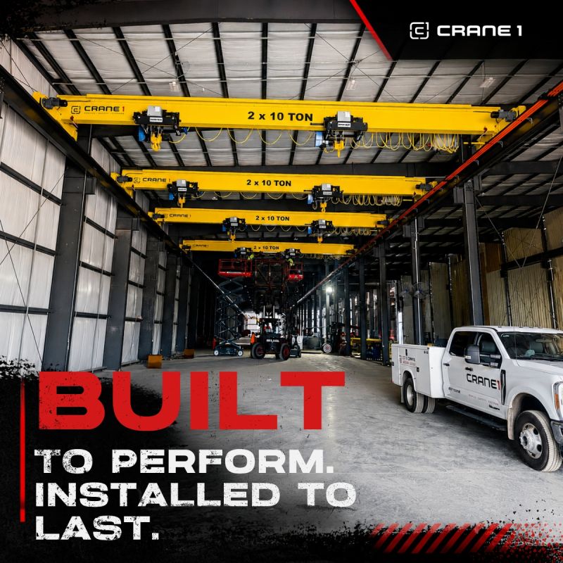 CRANE 1 technician supporting an overhead crane through installation, inspection, and repair as a full-service provider.